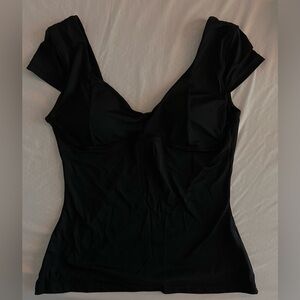 V-neck cap-sleeve top